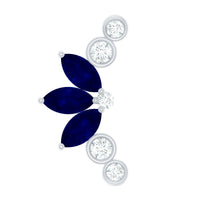Natural Blue Sapphire Ear Crawler Earring