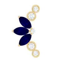 Natural Blue Sapphire Ear Crawler Earring