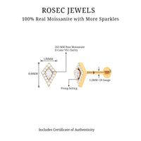 Unique Moissanite Kite Earring for Cartilage Piercing