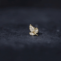 Dainty Moissanite Leaf Earring for Cartilage Piercing