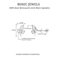 Dainty Moissanite Leaf Earring for Cartilage Piercing