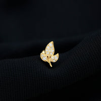 Dainty Moissanite Leaf Earring for Cartilage Piercing