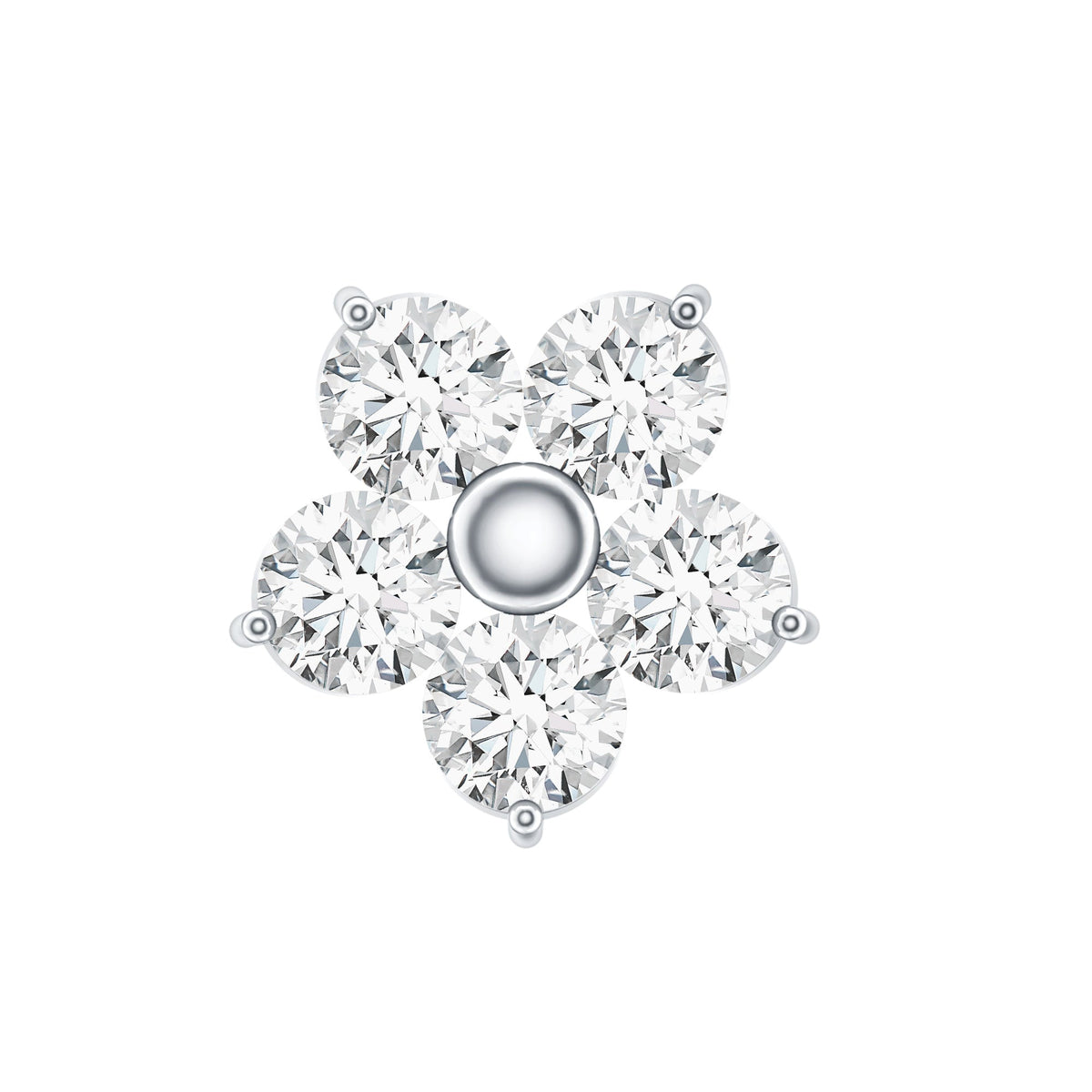 Certified Round Moissanite Flower Earring for Conch Piercing