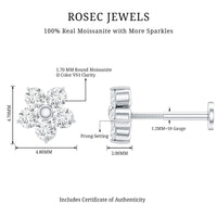 Certified Round Moissanite Flower Earring for Conch Piercing