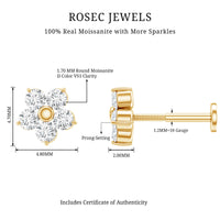 Certified Round Moissanite Flower Earring for Conch Piercing