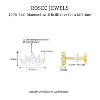 Certified Marquise Cut Diamond Helix Earring for Women
