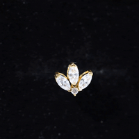 Marquise Diamond Lotus Flower Earring for Helix Piercing