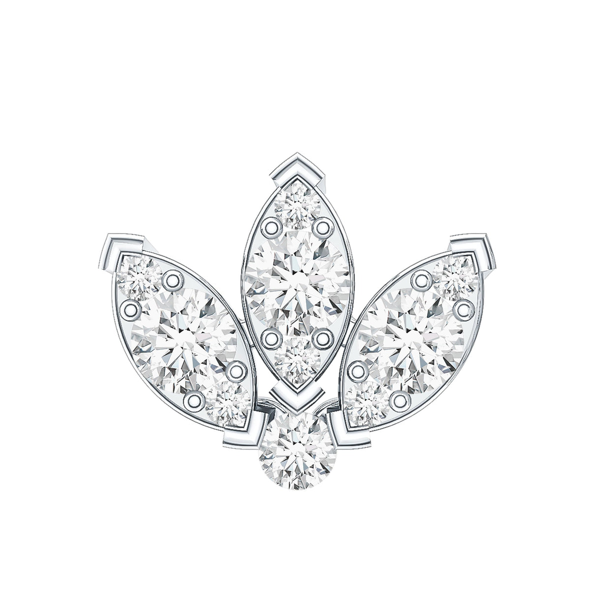 Certified Moissanite Lotus Earring for Cartilage Piercing
