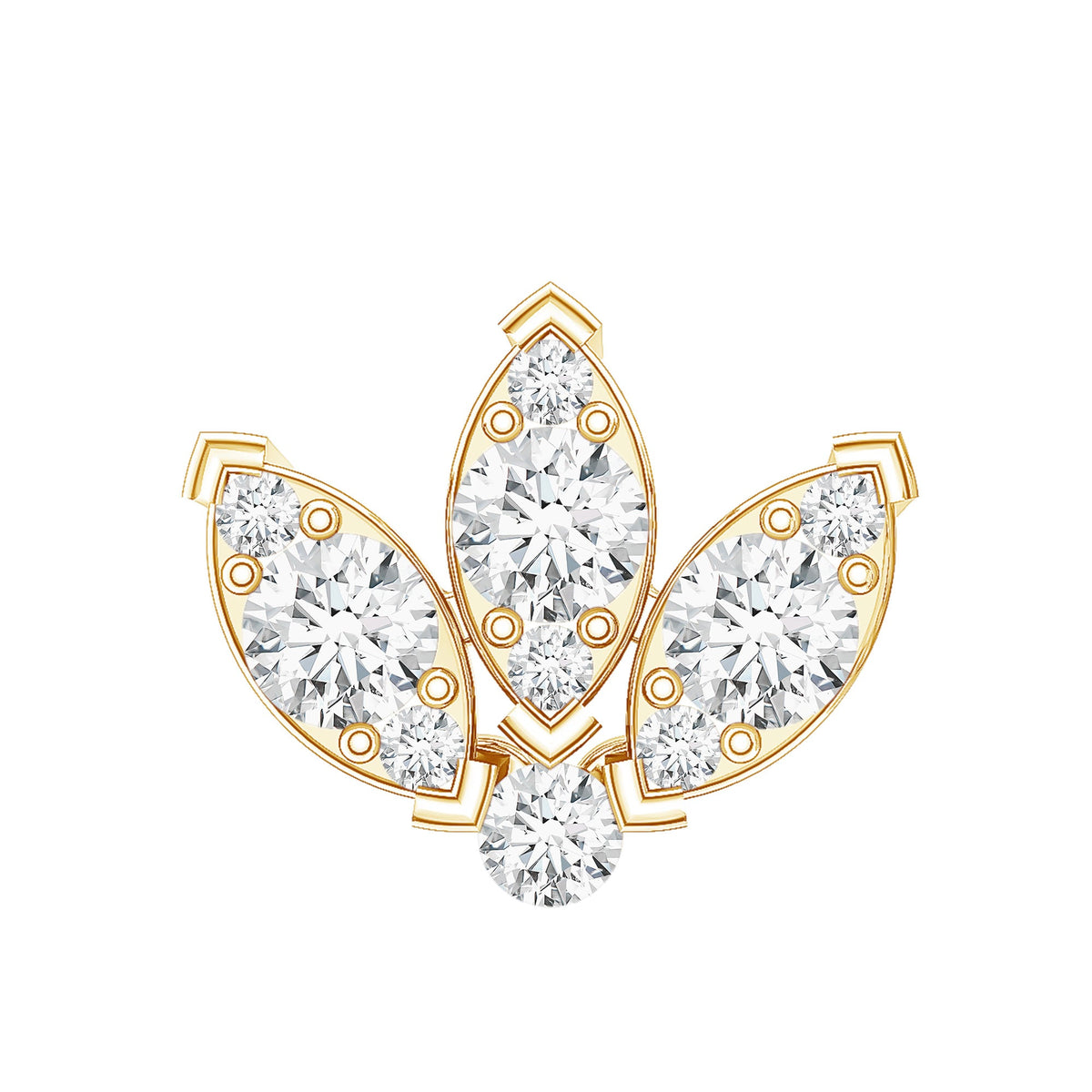 Certified Moissanite Lotus Earring for Cartilage Piercing