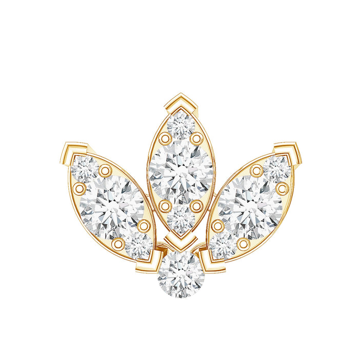 Certified Moissanite lotus cartilage earring by Rosec Jewels, delicate body jewelry with sparkling gemstone design.