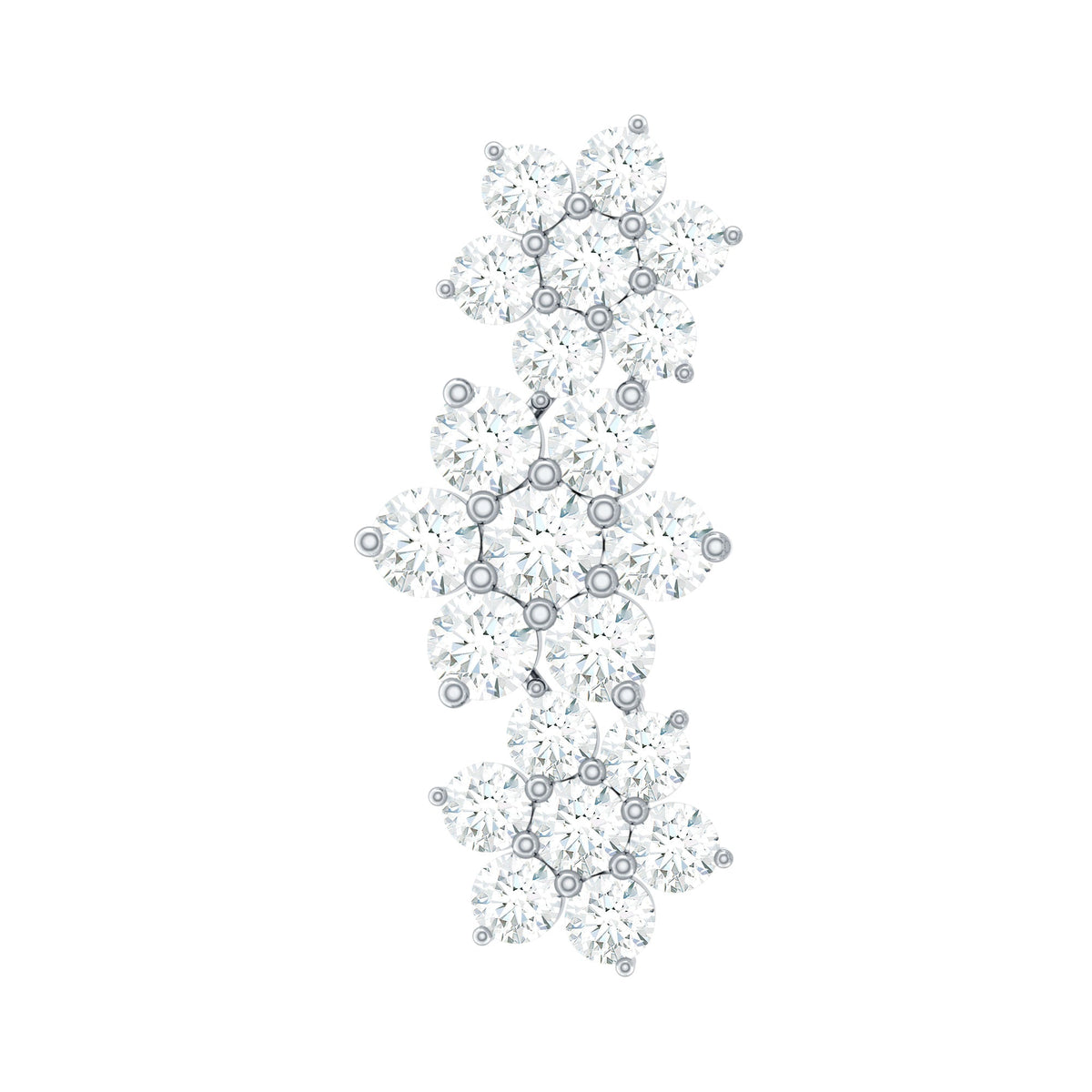 Certified Moissanite Flower Ear Climber Earring