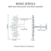 Certified Moissanite Flower Ear Climber Earring