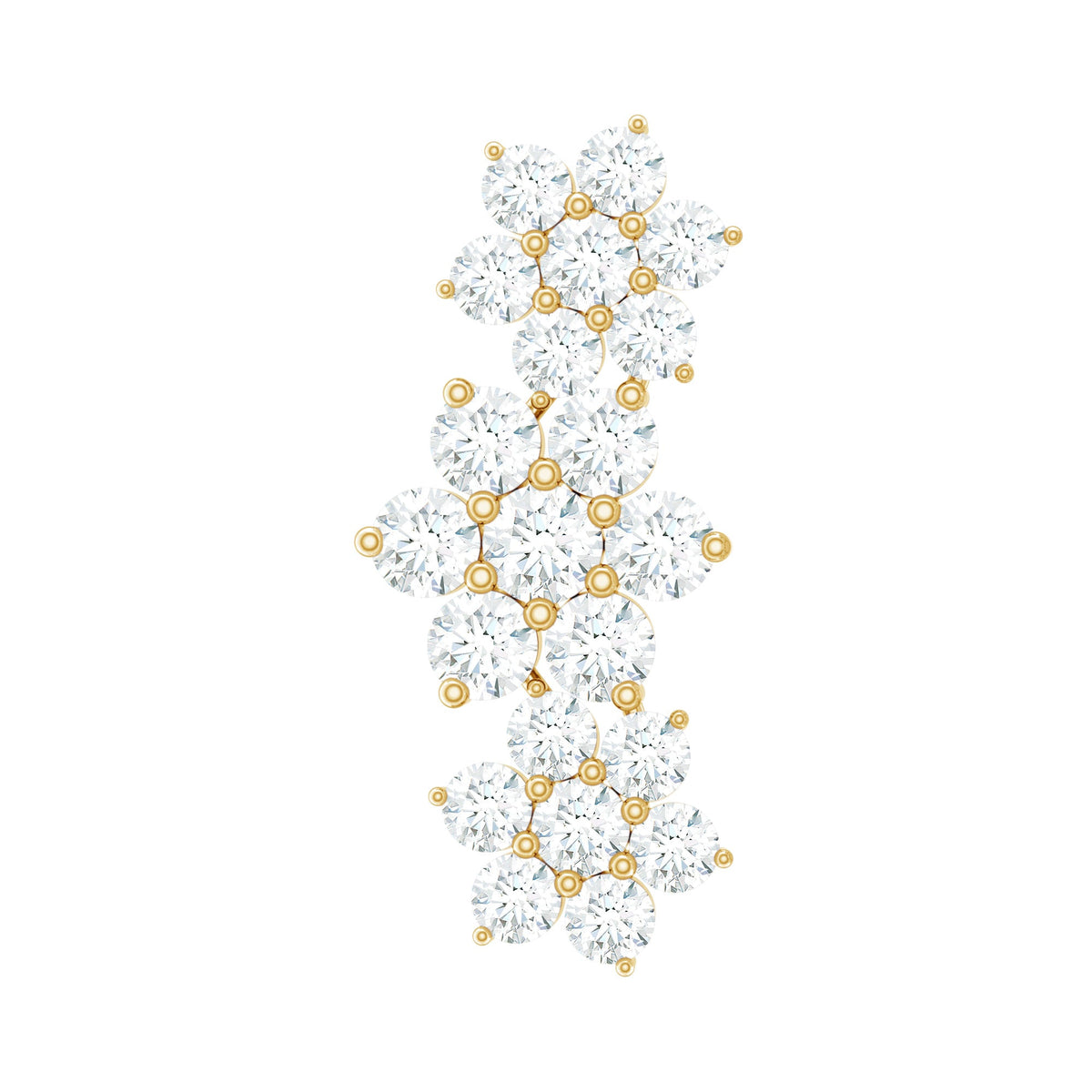 Certified Moissanite Flower Ear Climber Earring