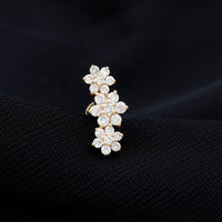 Certified Moissanite Flower Ear Climber Earring