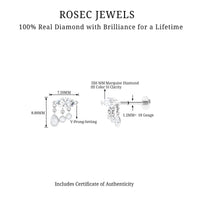 Marquise Diamond Drop Earring for Helix Piercing