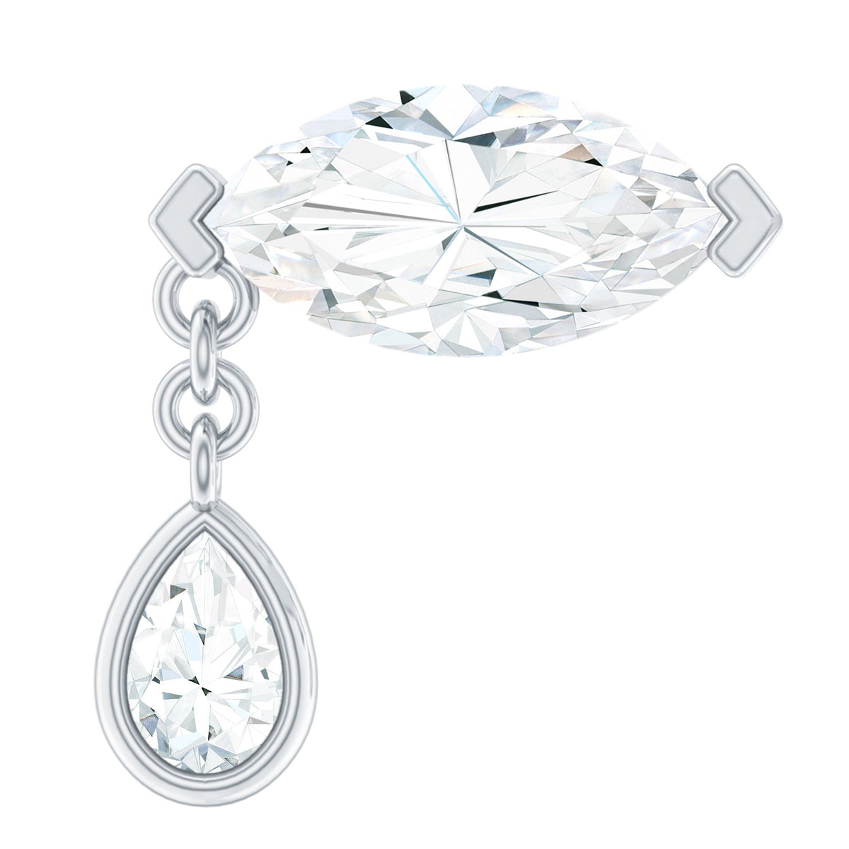 Real Marquise Diamond Cartilage Drop Earring