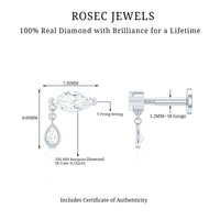 Real Marquise Diamond Cartilage Drop Earring