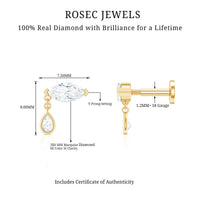 Real Marquise Diamond Cartilage Drop Earring