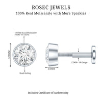 Bezel Set Round Moissanite Earring for Tragus Piercing