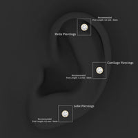 Bezel Set Round Moissanite Earring for Tragus Piercing