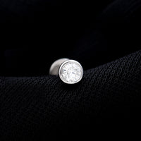 Bezel Set Round Moissanite Earring for Tragus Piercing