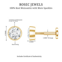 Bezel Set Round Moissanite Earring for Tragus Piercing