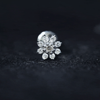 Minimalist Moissanite Flower Cartilage Earring