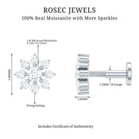 Minimalist Moissanite Flower Cartilage Earring