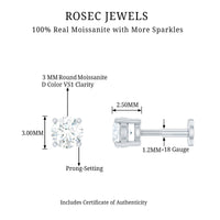 Dainty Round Moissanite Solitaire Tragus Earring
