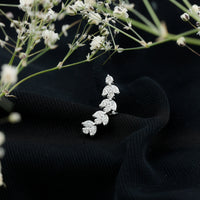 Nature Inspired Diamond Leaf Crawler Helix Earring