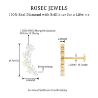 Nature Inspired Diamond Leaf Crawler Helix Earring