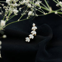 Nature Inspired Diamond Leaf Crawler Helix Earring