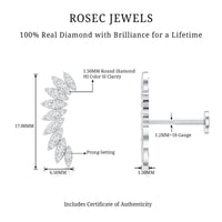 Diamond Wing Crawler Earring for Helix Piercing