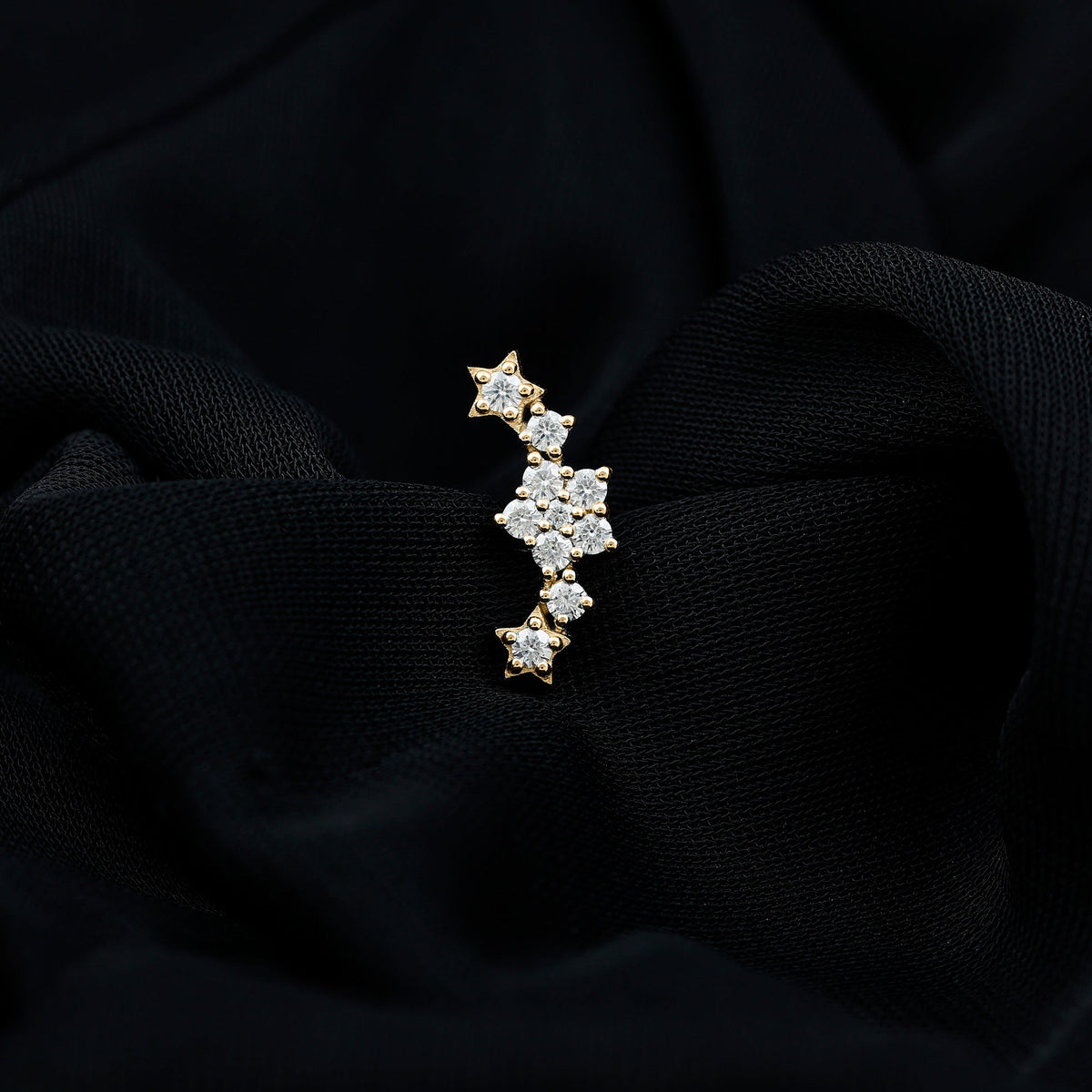 Unique Moissanite Star Crawler Earring for Helix Piercing