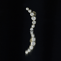 Graduated Bezel Set Moissanite Curved Crawler Earring