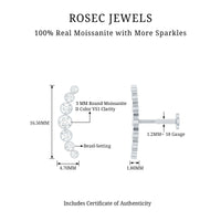 Graduated Bezel Set Moissanite Curved Crawler Earring