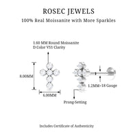 Certified Moissanite Cross Earring for Cartilage Piercing