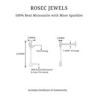 Moissanite Celestial Chain Drop Earring for Helix Piercing