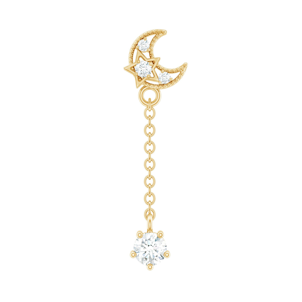 Moissanite Celestial Chain Drop Earring for Helix Piercing
