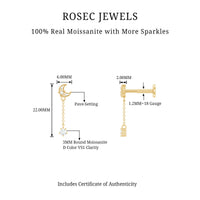 Moissanite Celestial Chain Drop Earring for Helix Piercing