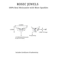 Round Moissanite Bat Earring for Cartilage Piercing