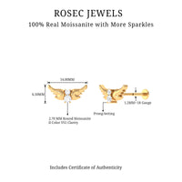 Round Moissanite Bat Earring for Cartilage Piercing