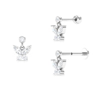 Marquise Moissanite Butterfly Dangly Earring for Helix Piercing
