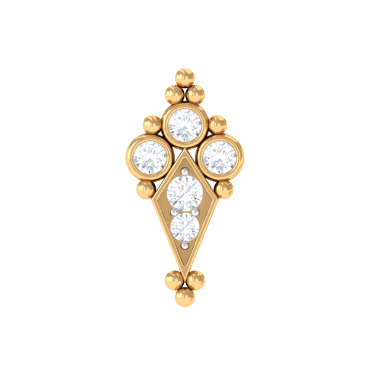 Diamond Art Deco Cartilage Earring with Beads