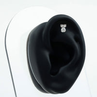 Round Cut Moissanite Owl Earring for Cartilage Piercing