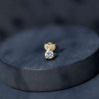 Round Cut Moissanite Owl Earring for Cartilage Piercing