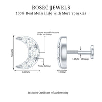Moissanite Crescent Moon Helix Earring for Women