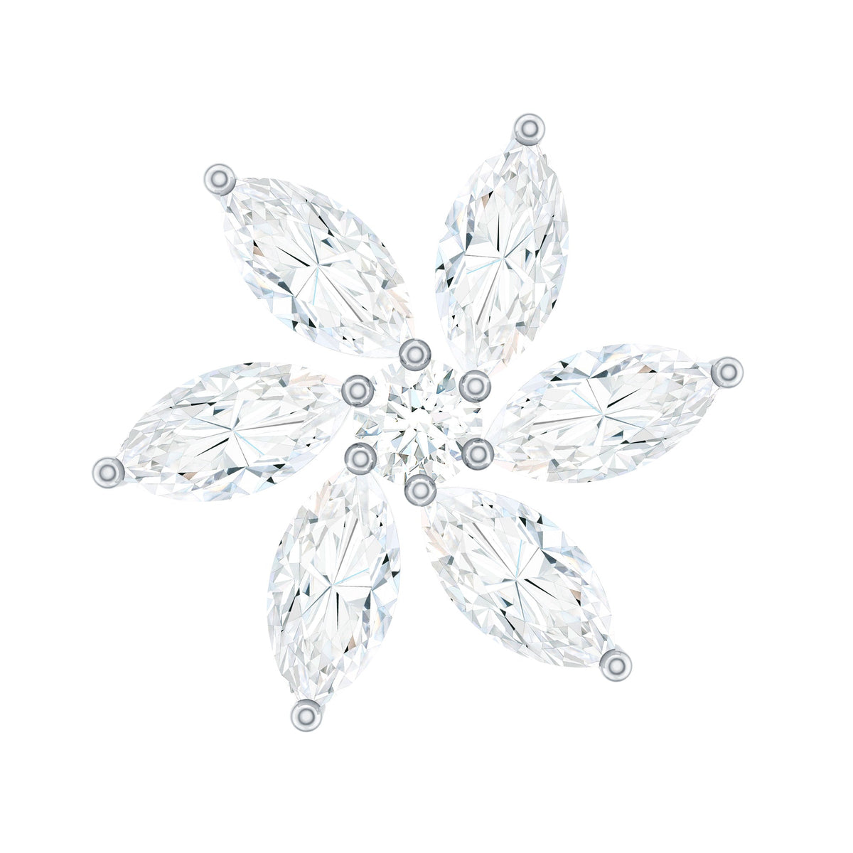 Marquise Moissanite Flower Earring for Cartilage Piercing