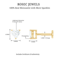 Heart Shape Moissanite Earring for Tragus Piercing