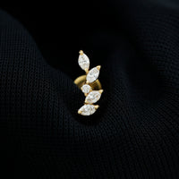 Marquise Shape Diamond Leaf Crawler Helix Earring